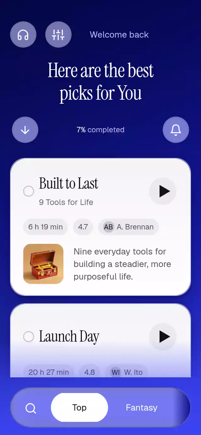 Audiobook Stack List animation preview