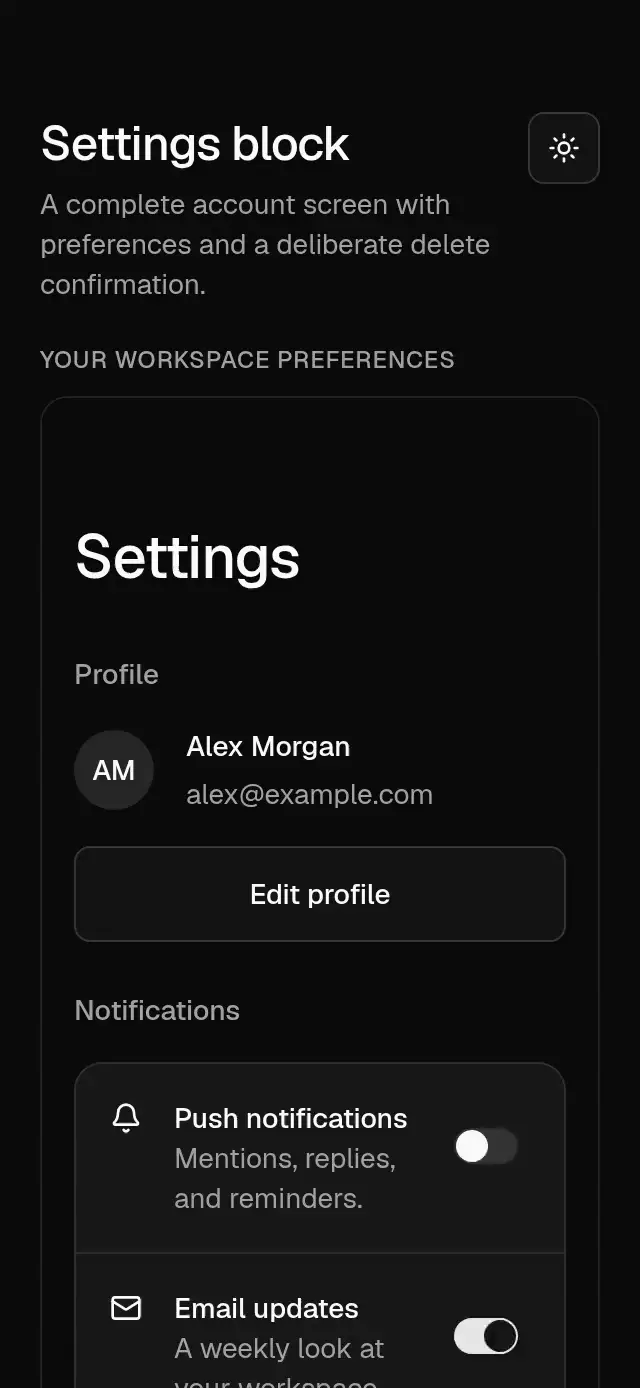 Base Settings Block animation preview