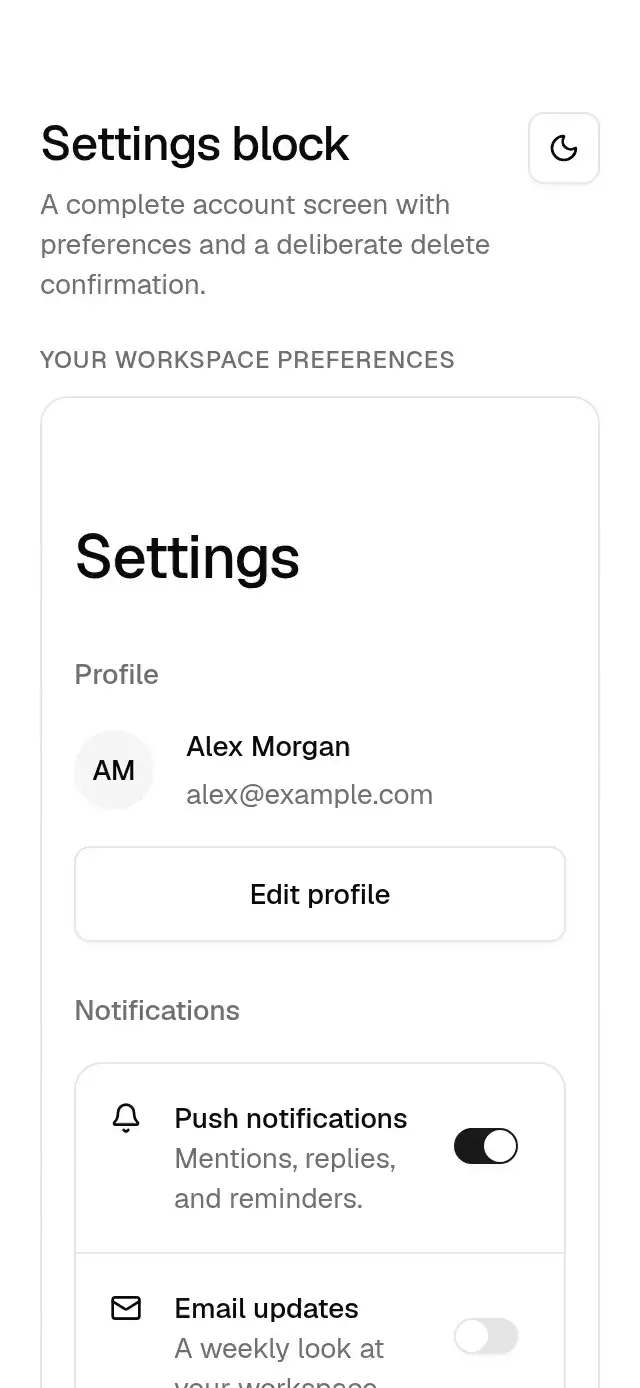 Base Settings Block animation preview