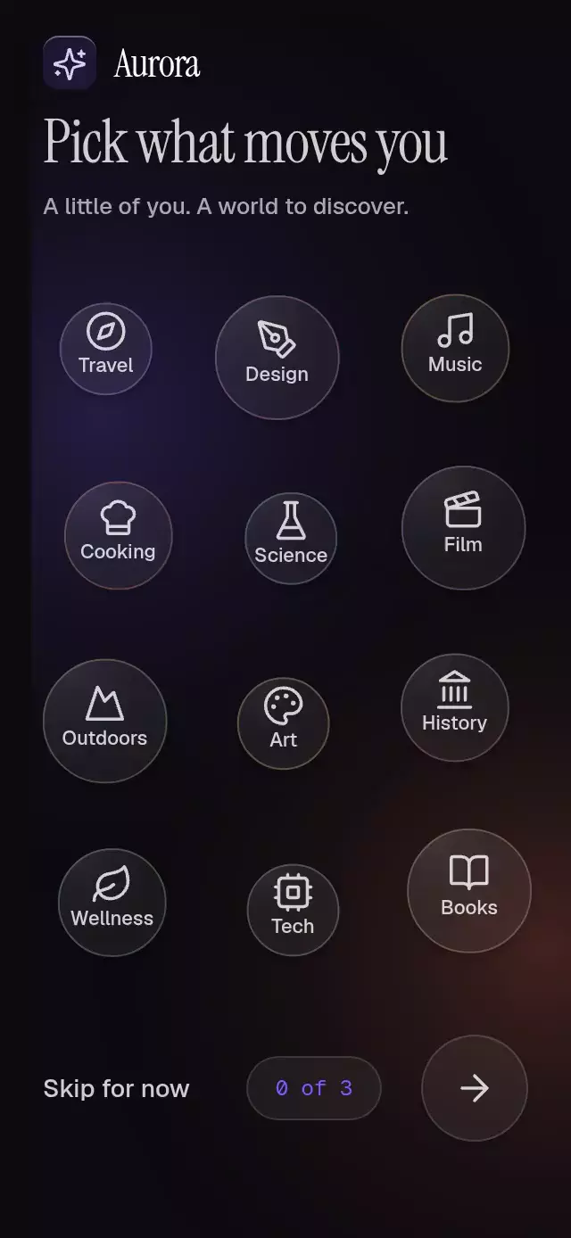 Bubble Interest Picker animation preview
