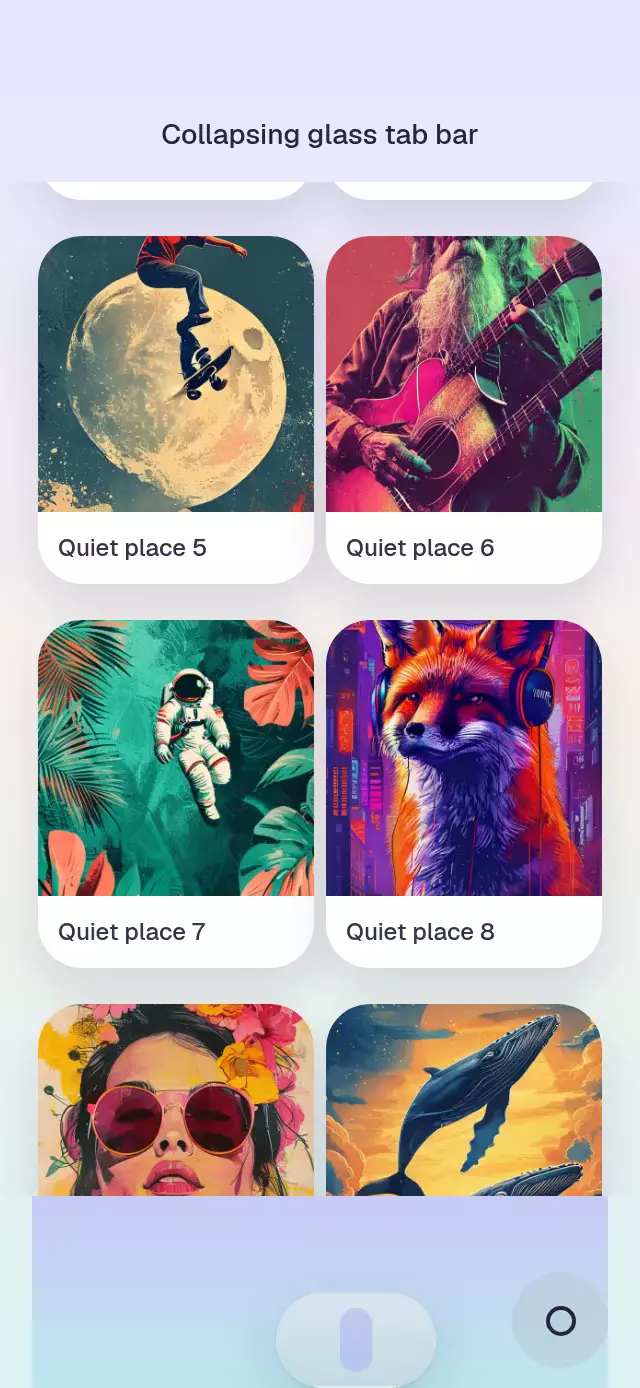 Collapsing Glass Tab Bar animation preview