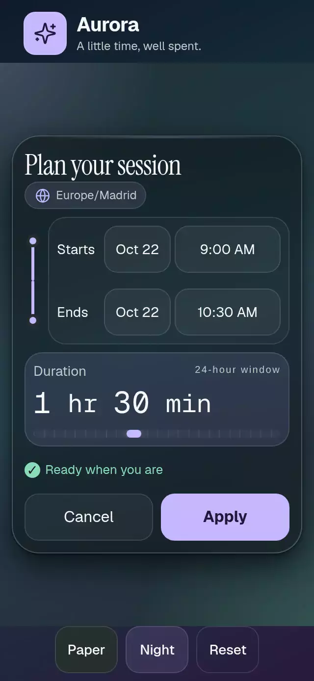 Date Time Interval Picker animation preview