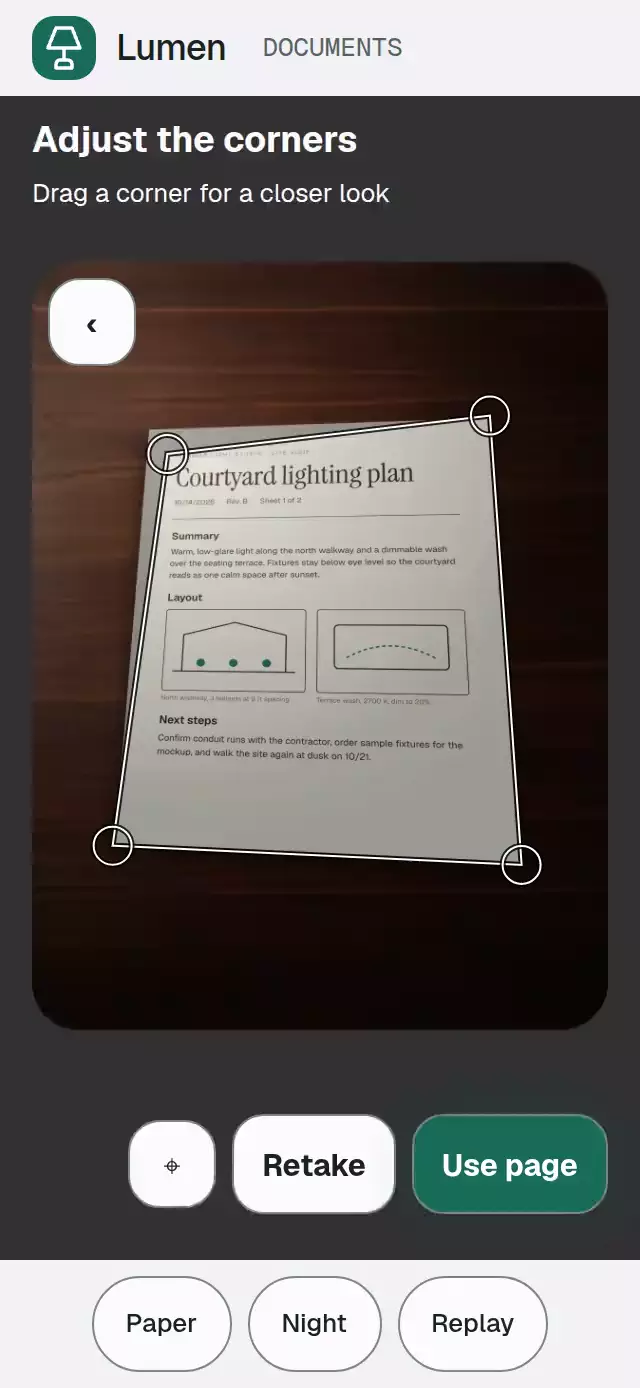 Document Corner Capture animation preview