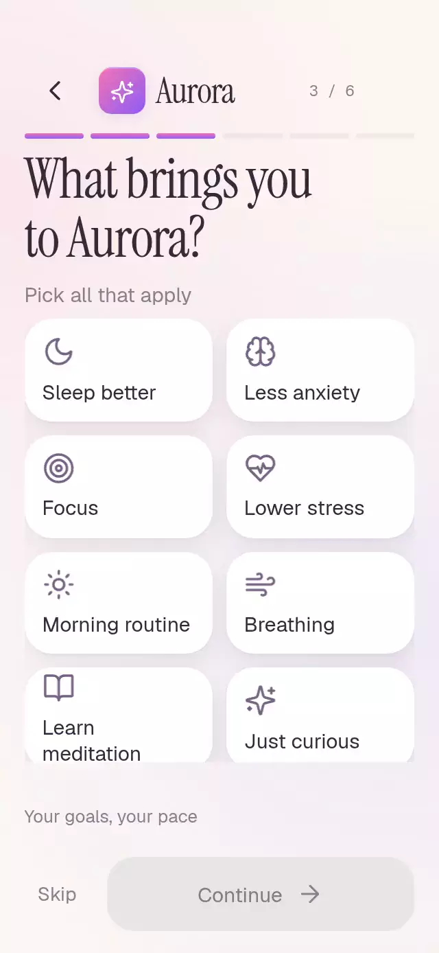 Goal Picker Quiz animation preview