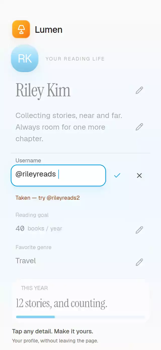 Inline Edit Profile animation preview