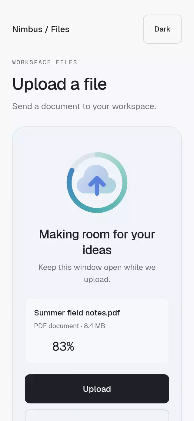 Lottie Upload State animation preview