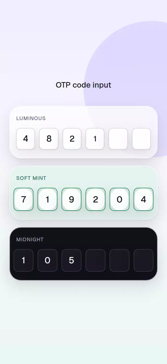 OTP Code Input animation preview