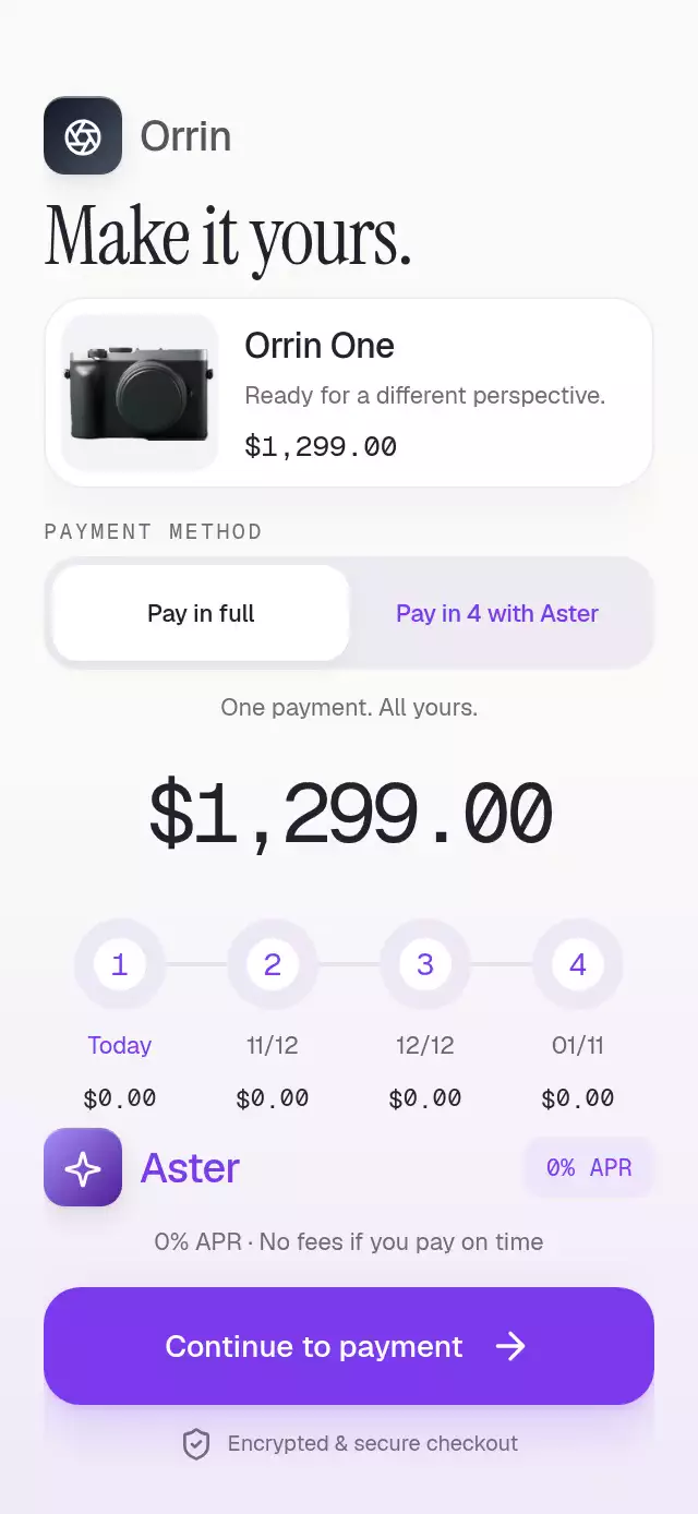 Pay in Four Split animation preview