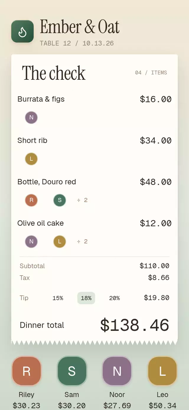 Receipt Split Bill animation preview