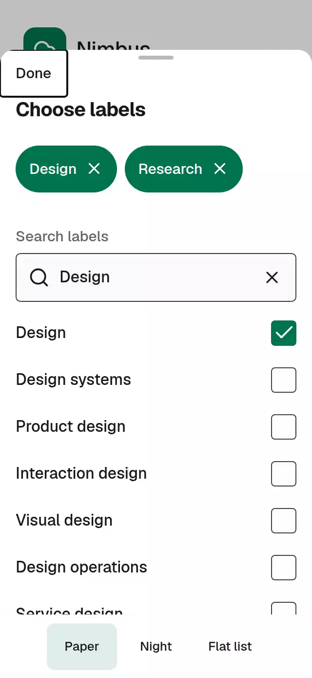 Searchable Select Sheet animation preview