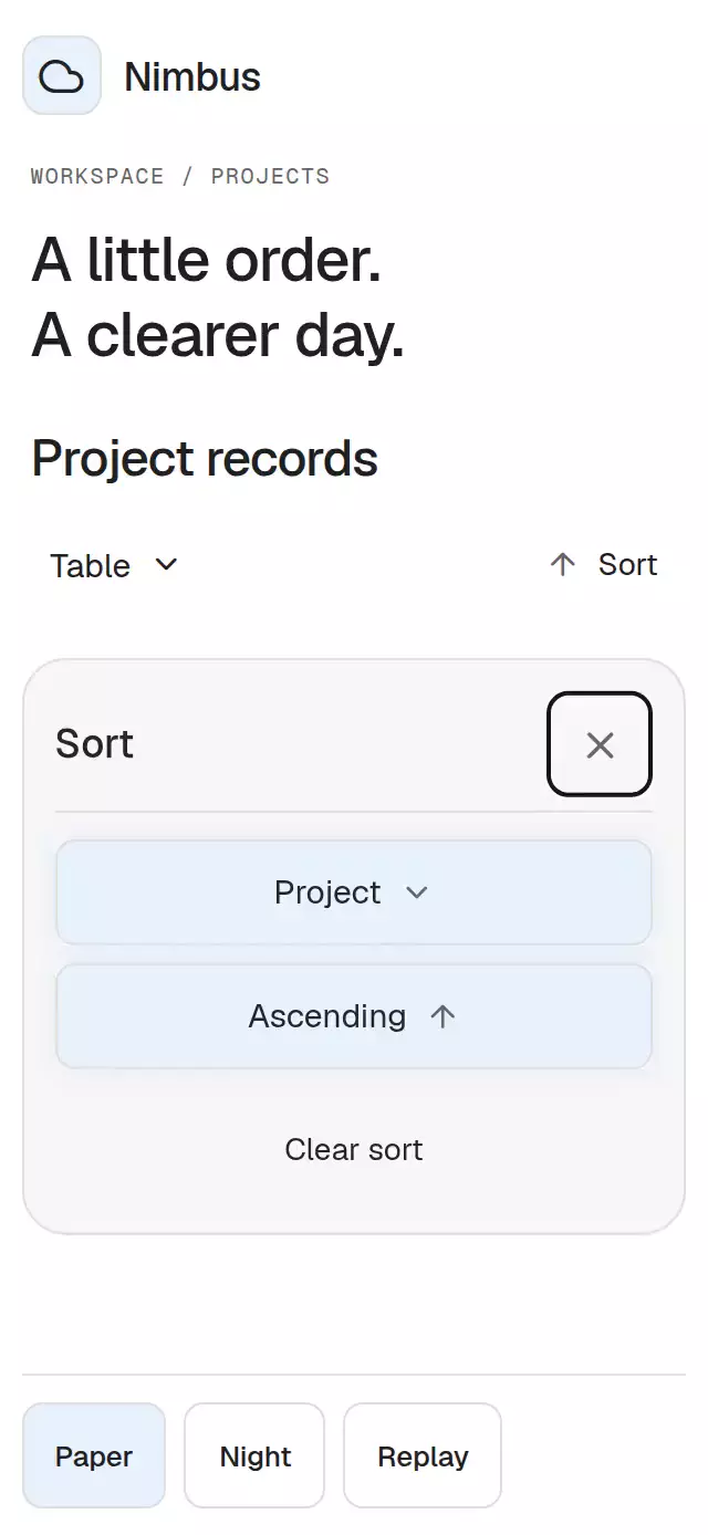 Sortable Record Table animation preview
