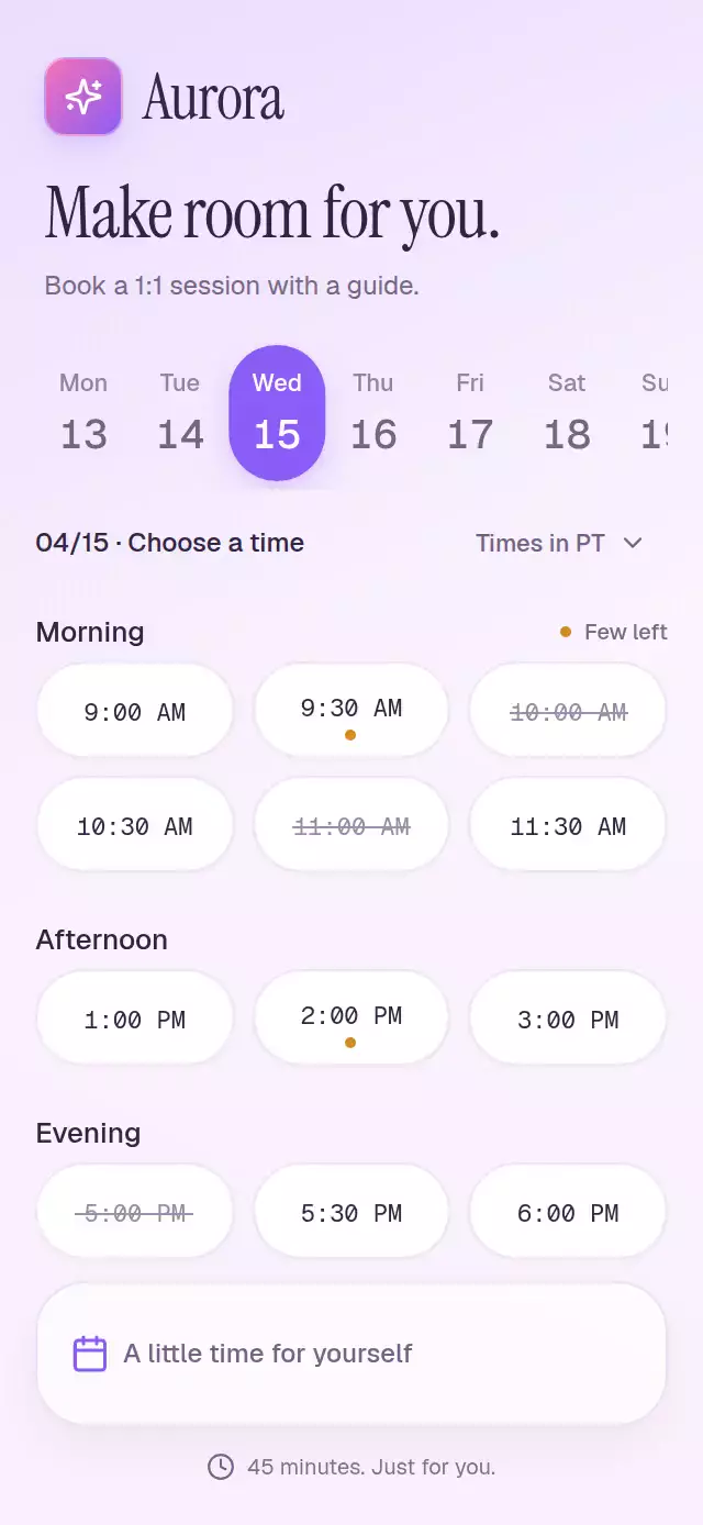 Time Slot Picker animation preview