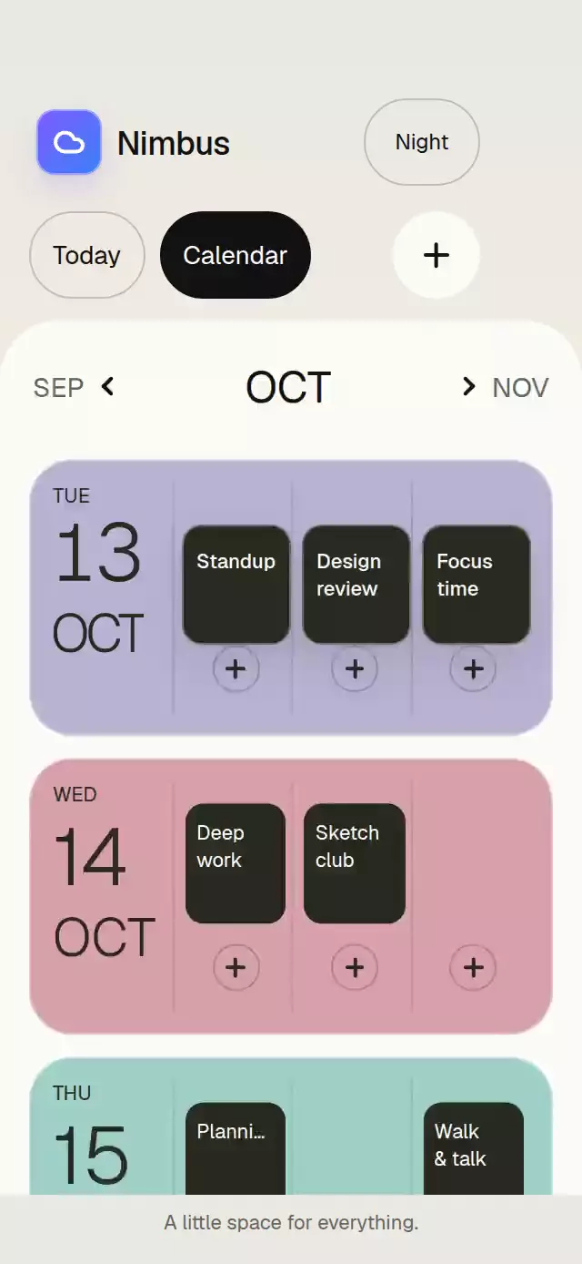Today Agenda Morph animation preview